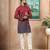 Maroon-blue color beautiful festive special kurta payjama for men's