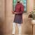 Maroon-blue color beautiful festive special kurta payjama for men's