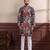 multicolor ethnic woven patta with digital printed ceremonial kurta payjama for men's