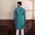 Rama color ethnic woven patta with digital printed ceremonial kurta payjama for men's