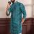 Rama color ethnic woven patta with digital printed ceremonial kurta payjama for men's