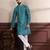 Rama color ethnic woven patta with digital printed ceremonial kurta payjama for men's