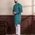 Rama color ethnic woven patta with digital printed ceremonial kurta payjama for men's