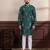 Green color ethnic woven patta with digital printed ceremonial kurta payjama for men's