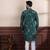 Green color ethnic woven patta with digital printed ceremonial kurta payjama for men's
