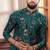Green color ethnic woven patta with digital printed ceremonial kurta payjama for men's