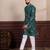 Green color ethnic woven patta with digital printed ceremonial kurta payjama for men's