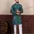 Green color ethnic woven patta with digital printed ceremonial kurta payjama for men's