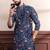 Blue color ethnic woven patta with digital printed ceremonial kurta payjama for men's