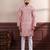 Pink color ethnic woven patta with digital printed ceremonial kurta payjama for men's