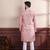 Pink color ethnic woven patta with digital printed ceremonial kurta payjama for men's