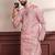 Pink color ethnic woven patta with digital printed ceremonial kurta payjama for men's