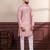 Pink color ethnic woven patta with digital printed ceremonial kurta payjama for men's