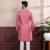 Pink color ethnic woven patta with digital printed ceremonial kurta payjama for men's