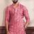 Pink color ethnic woven patta with digital printed ceremonial kurta payjama for men's