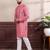 Pink color ethnic woven patta with digital printed ceremonial kurta payjama for men's