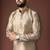 Beige color jacquard designer ethnic men's kurta payjama for festive looks