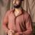 Reddish orange color beautiful thread embroidery work rayon fabric ceremonial men's kurta payjama
