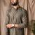 Mehandi green color beautiful thread embroidery work rayon fabric ceremonial men's kurta payjama