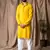 Light yellow color beautiful thread embroidery work rayon fabric ceremonial men's kurta payjama