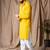 Light yellow color beautiful thread embroidery work rayon fabric ceremonial men's kurta payjama
