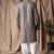 Grey color beautiful thread embroidery work rayon fabric ceremonial men's kurta payjama