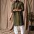 Mehandi green color beautiful thread embroidery work rayon fabric ceremonial men's kurta payjama