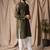 Mehandi green color beautiful thread embroidery work rayon fabric ceremonial men's kurta payjama