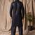 Black color beautiful thread embroidery work rayon fabric ceremonial men's kurta payjama