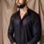 Black color beautiful thread embroidery work rayon fabric ceremonial men's kurta payjama