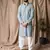 Light blue color beautiful thread embroidery work rayon fabric ceremonial men's kurta payjama