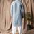 Light blue color beautiful thread embroidery work rayon fabric ceremonial men's kurta payjama