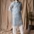 Light blue color beautiful thread embroidery work rayon fabric ceremonial men's kurta payjama