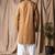 Occur yellow color beautiful thread embroidery work rayon fabric ceremonial men's kurta payjama