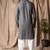 Grey color rayon fabric festive wear ethnic men's embroidered kurta payjama