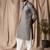 Grey color rayon fabric festive wear ethnic men's embroidered kurta payjama