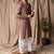 Brown color rayon fabric festive wear ethnic men's embroidered kurta payjama