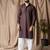 Dark brown color rayon fabric festive wear ethnic men's embroidered kurta payjama