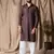 Dark brown color rayon fabric festive wear ethnic men's embroidered kurta payjama