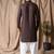 Dark brown color rayon fabric festive wear ethnic men's embroidered kurta payjama