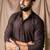 Dark brown color rayon fabric festive wear ethnic men's embroidered kurta payjama