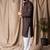 Dark brown color rayon fabric festive wear ethnic men's embroidered kurta payjama