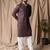 Dark brown color rayon fabric festive wear ethnic men's embroidered kurta payjama