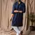 Navy blue color rayon fabric festive wear ethnic men's embroidered kurta payjama