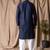 Navy blue color rayon fabric festive wear ethnic men's embroidered kurta payjama