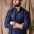 Navy blue color rayon fabric festive wear ethnic men's embroidered kurta payjama