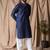 Navy blue color rayon fabric festive wear ethnic men's embroidered kurta payjama