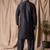 Black color rayon fabric festive wear ethnic men's embroidered kurta payjama