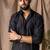 Black color rayon fabric festive wear ethnic men's embroidered kurta payjama