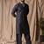 Black color rayon fabric festive wear ethnic men's embroidered kurta payjama